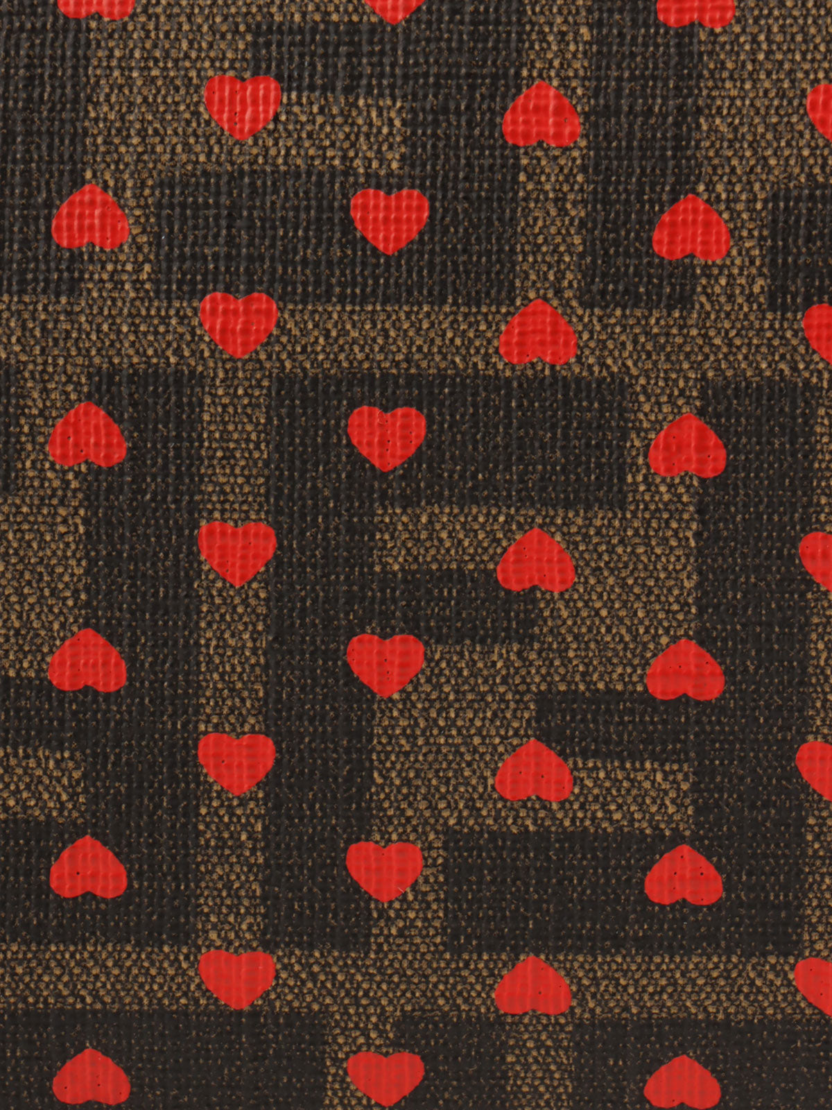 ハートFFズッカパターンチェーンハンドバッグ　ブラウン／レッド