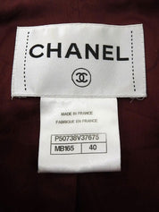 ツイードラインストーンCCマークデザインボタンショートジャケット ボルドー/ホワイト/マルチ