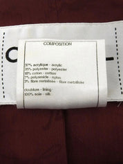 ツイードラインストーンCCマークデザインボタンショートジャケット ボルドー/ホワイト/マルチ