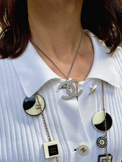 2008年製　ラインストーンCCロゴネックレス　シルバー