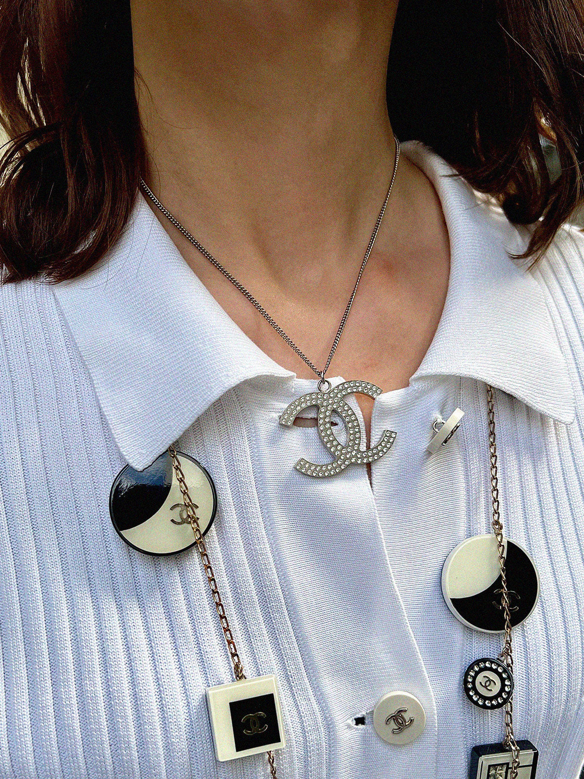 2008 Rhinestone CC Logo Necklace in Silver