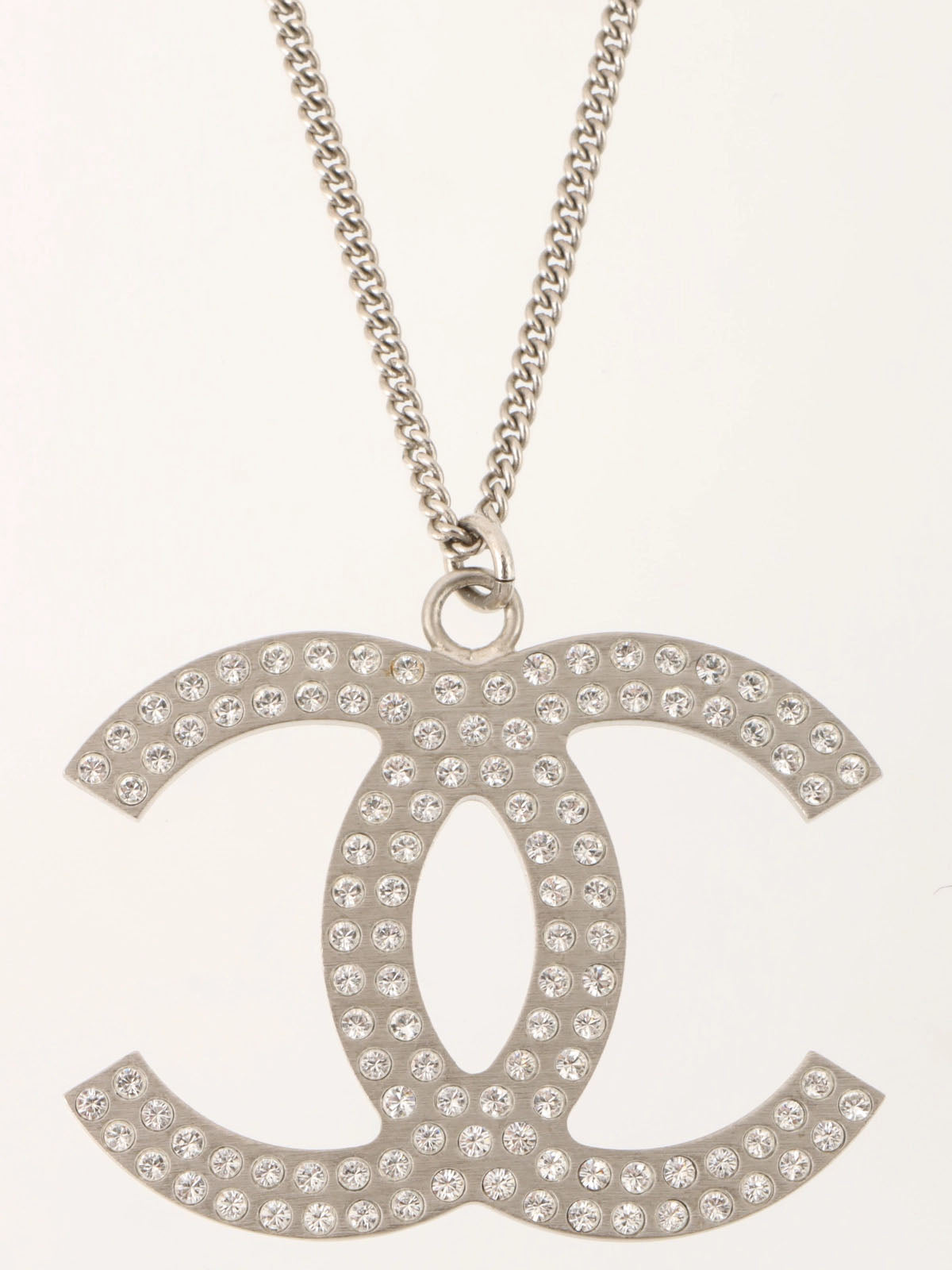 2008年製　ラインストーンCCロゴネックレス　シルバー