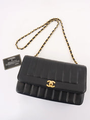 Mademoiselle Stitch CC Turnlock Chain Shoulder Bag, Black, circa 1992