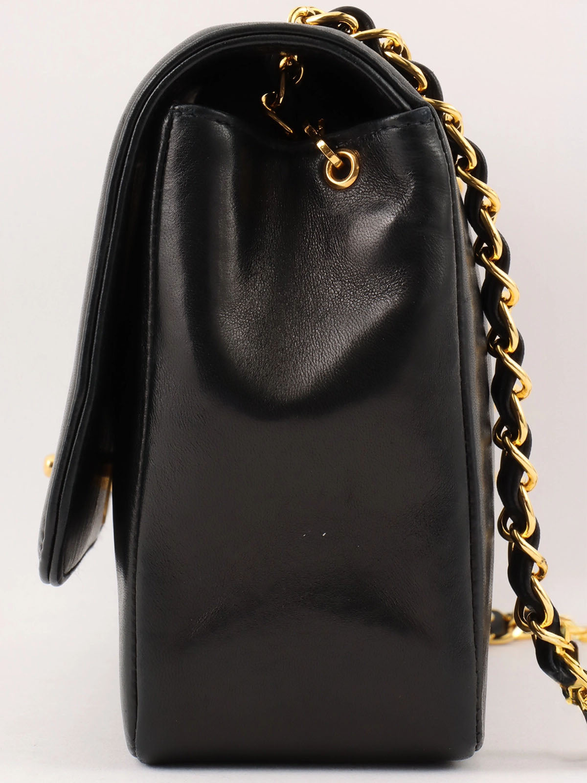 Mademoiselle Stitch CC Turnlock Chain Shoulder Bag, Black, circa 1992