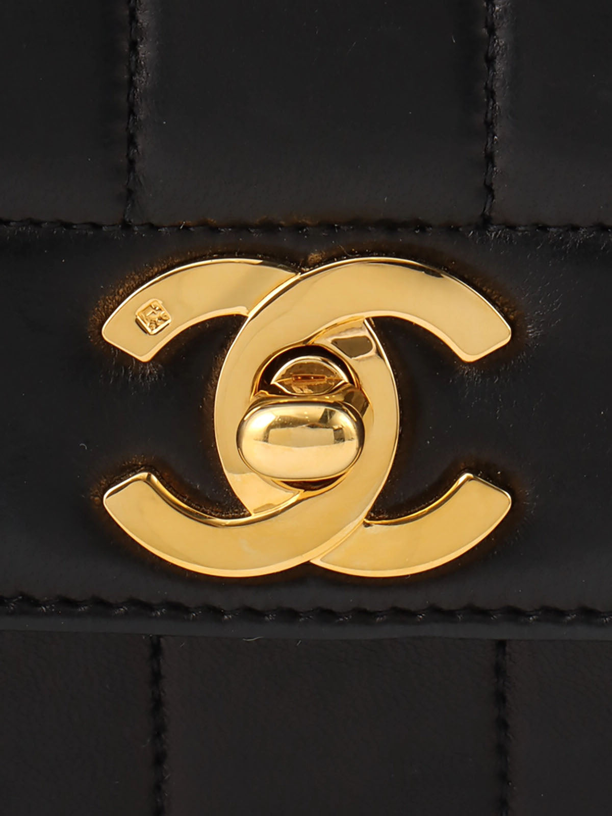 Mademoiselle Stitch CC Turnlock Chain Shoulder Bag, Black, circa 1992