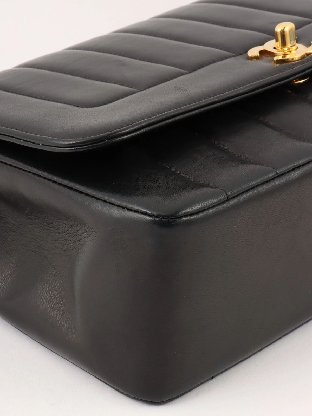 Mademoiselle Stitch CC Turnlock Chain Shoulder Bag, Black, circa 1992