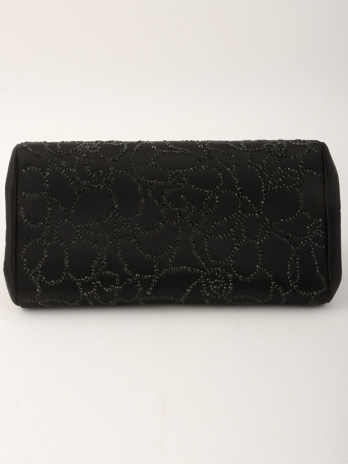 2004年頃製 シルクサテンラインストーンCCマークがま口ミニハンドバッグ ブラック