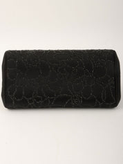 2004年頃製 シルクサテンラインストーンCCマークがま口ミニハンドバッグ ブラック