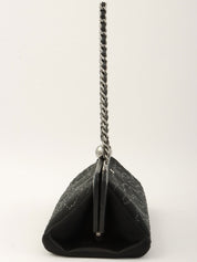 2004年頃製 シルクサテンラインストーンCCマークがま口ミニハンドバッグ ブラック