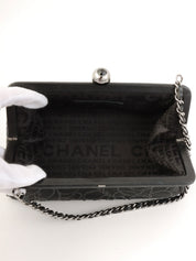 2004年頃製 シルクサテンラインストーンCCマークがま口ミニハンドバッグ ブラック