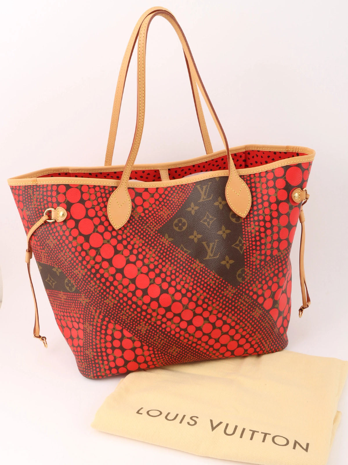 2012年製　草間彌生コラボレーションネヴァーフルMM　ブラウン／レッド