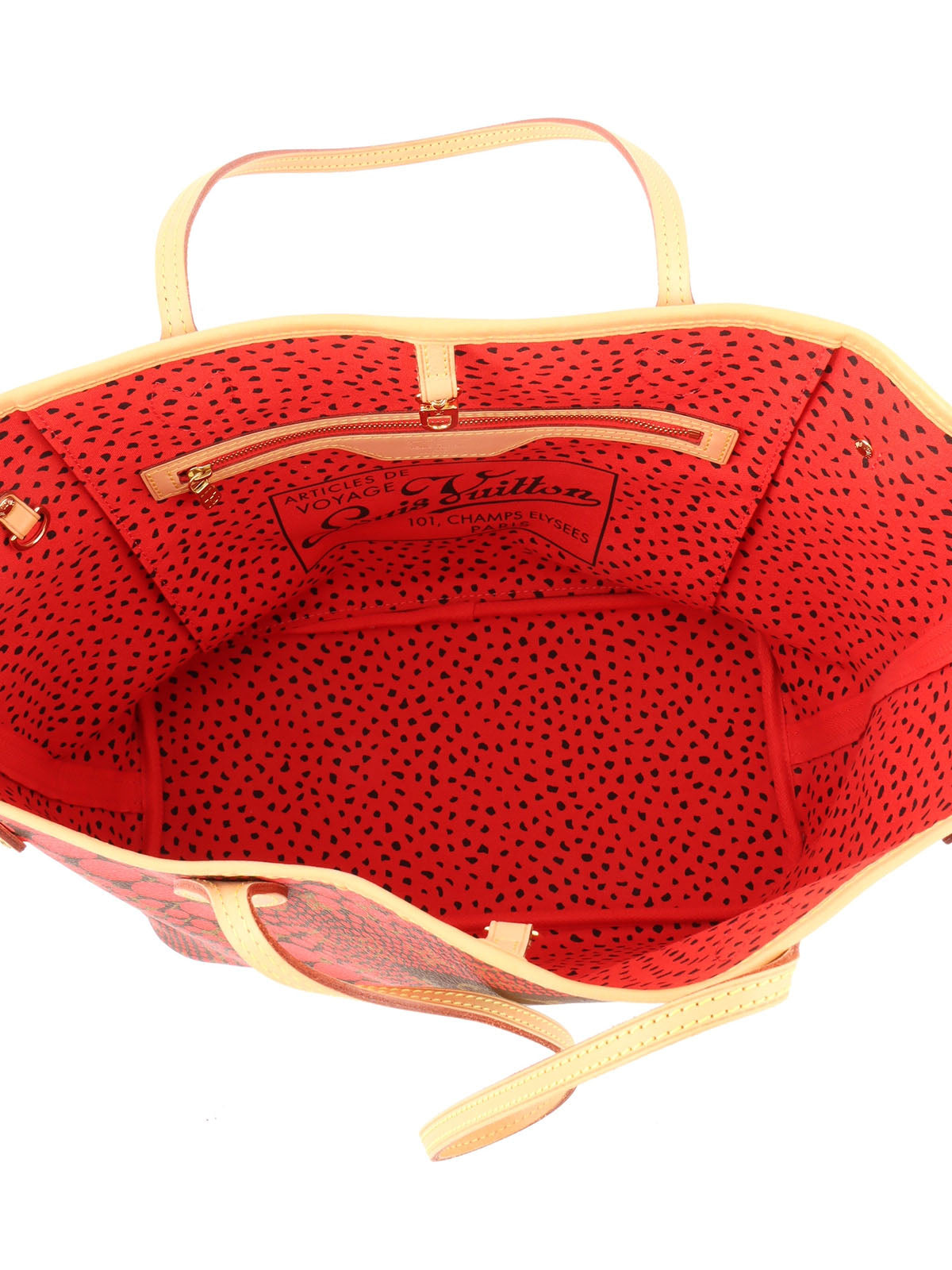 2012年製　草間彌生コラボレーションネヴァーフルMM　ブラウン／レッド