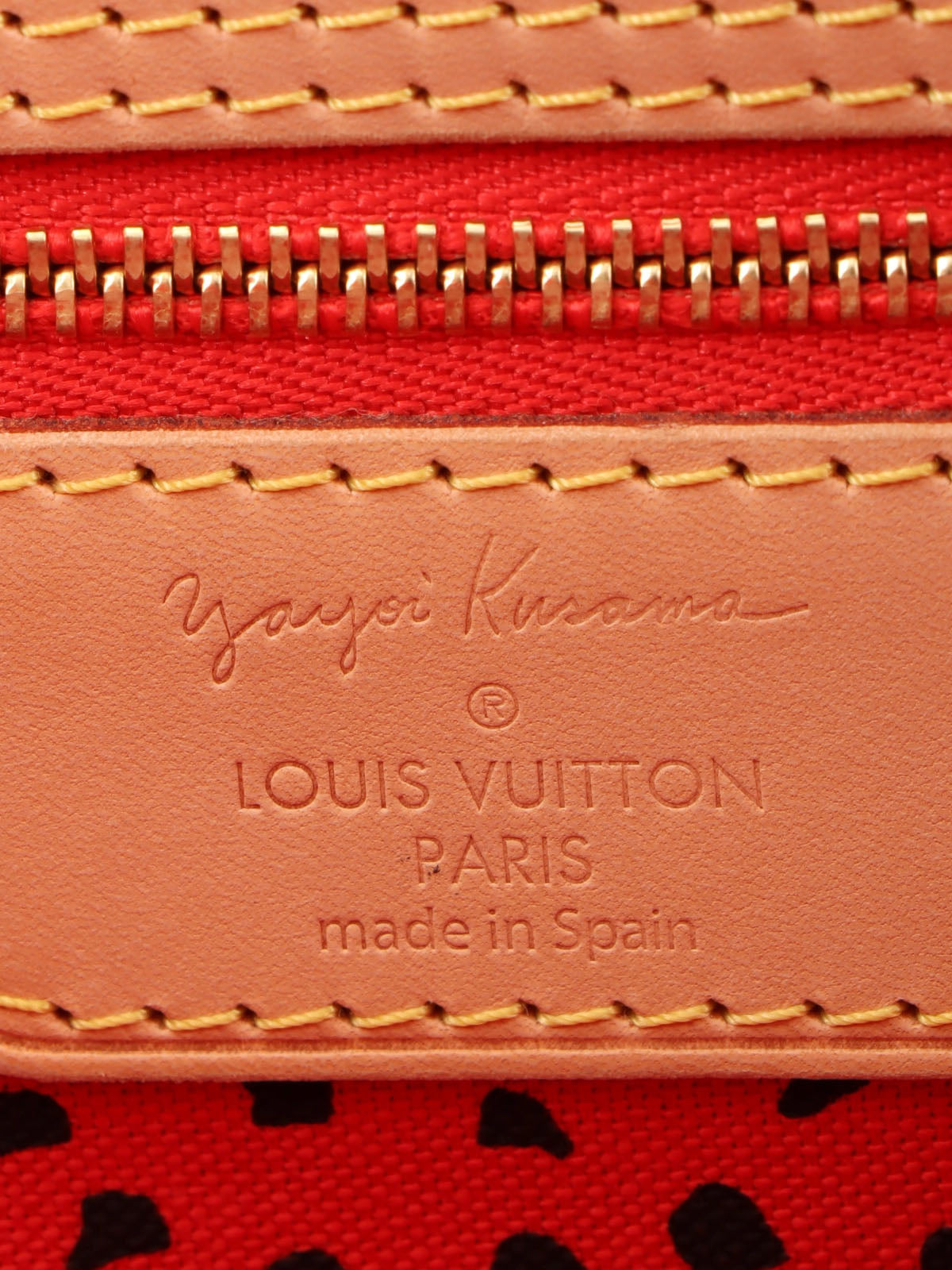 2012年製　草間彌生コラボレーションネヴァーフルMM　ブラウン／レッド