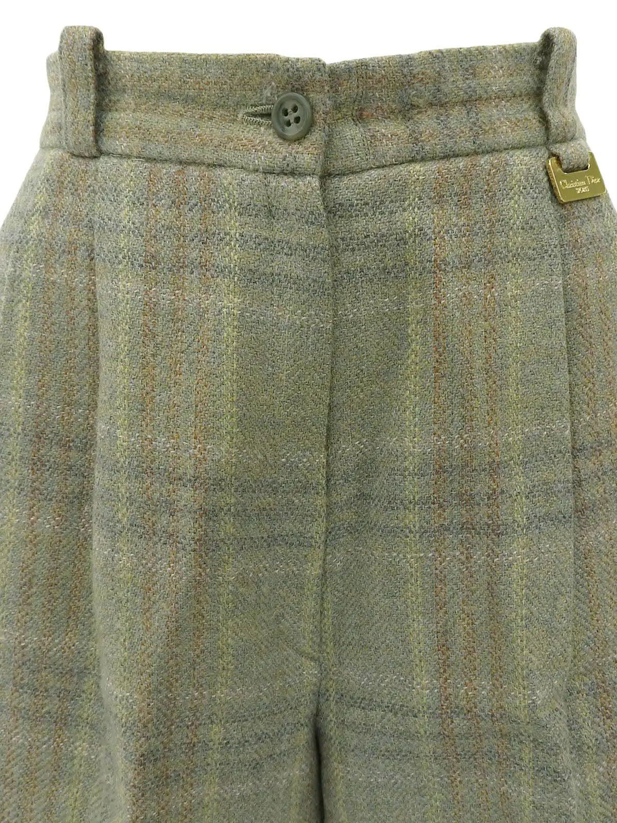 Wool Check Pattern Logo Plate Shorts Ash Green/Multi