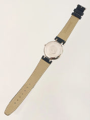 Round Check Pattern Face Watch Silver/Navy