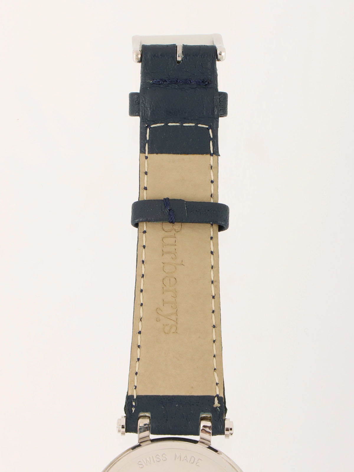 Round Check Pattern Face Watch Silver/Navy