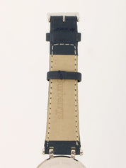 Round Check Pattern Face Watch Silver/Navy