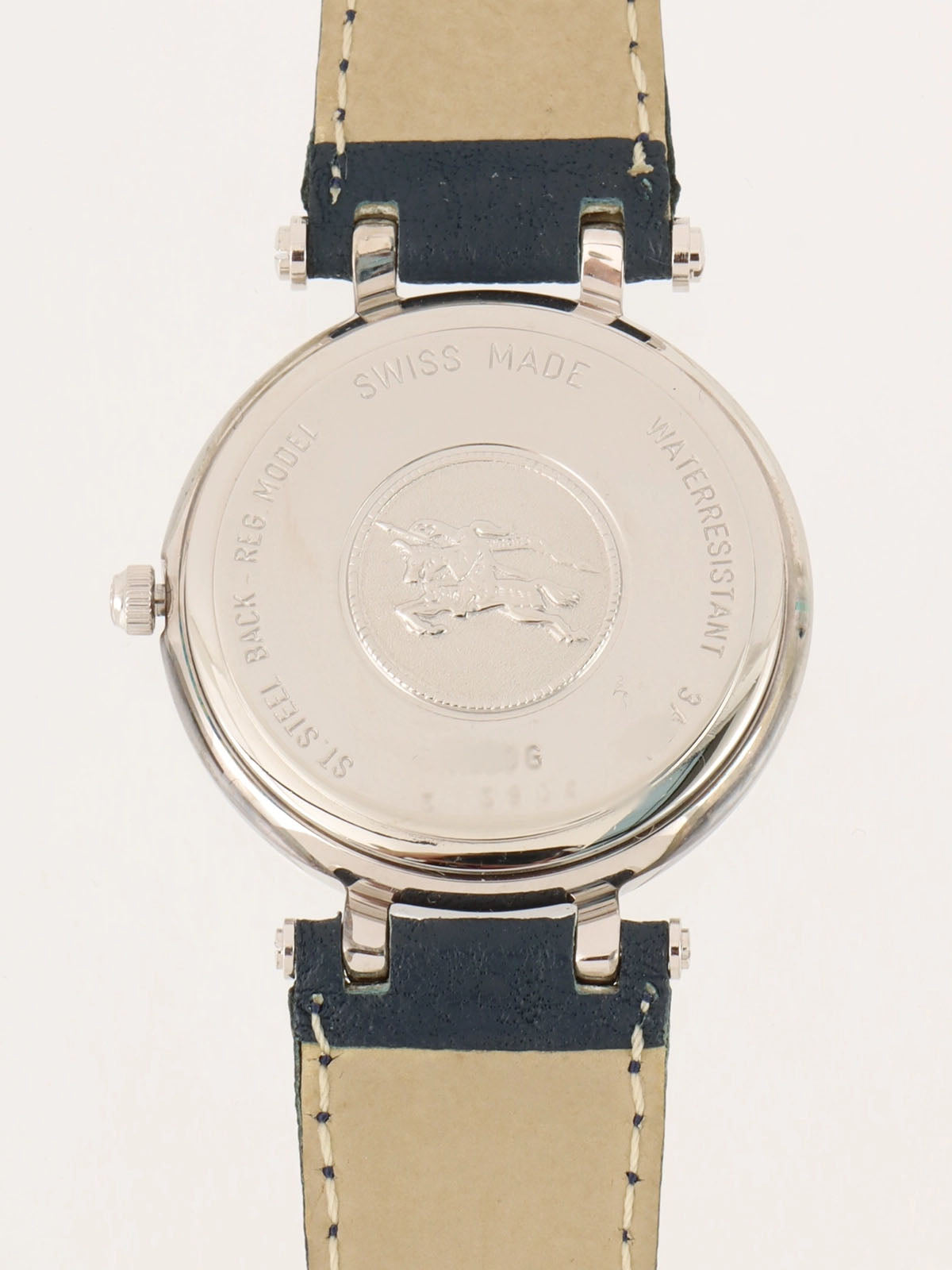 Round Check Pattern Face Watch Silver/Navy