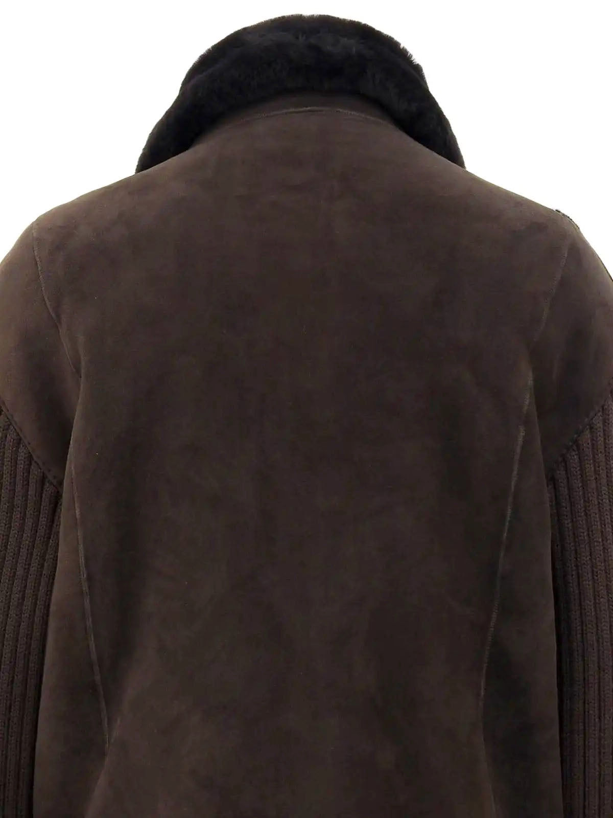 ウールムートンコンビガンチーニボタンコート　ダークブラウン