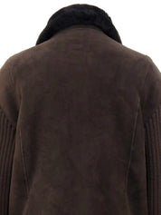 ウールムートンコンビガンチーニボタンコート　ダークブラウン