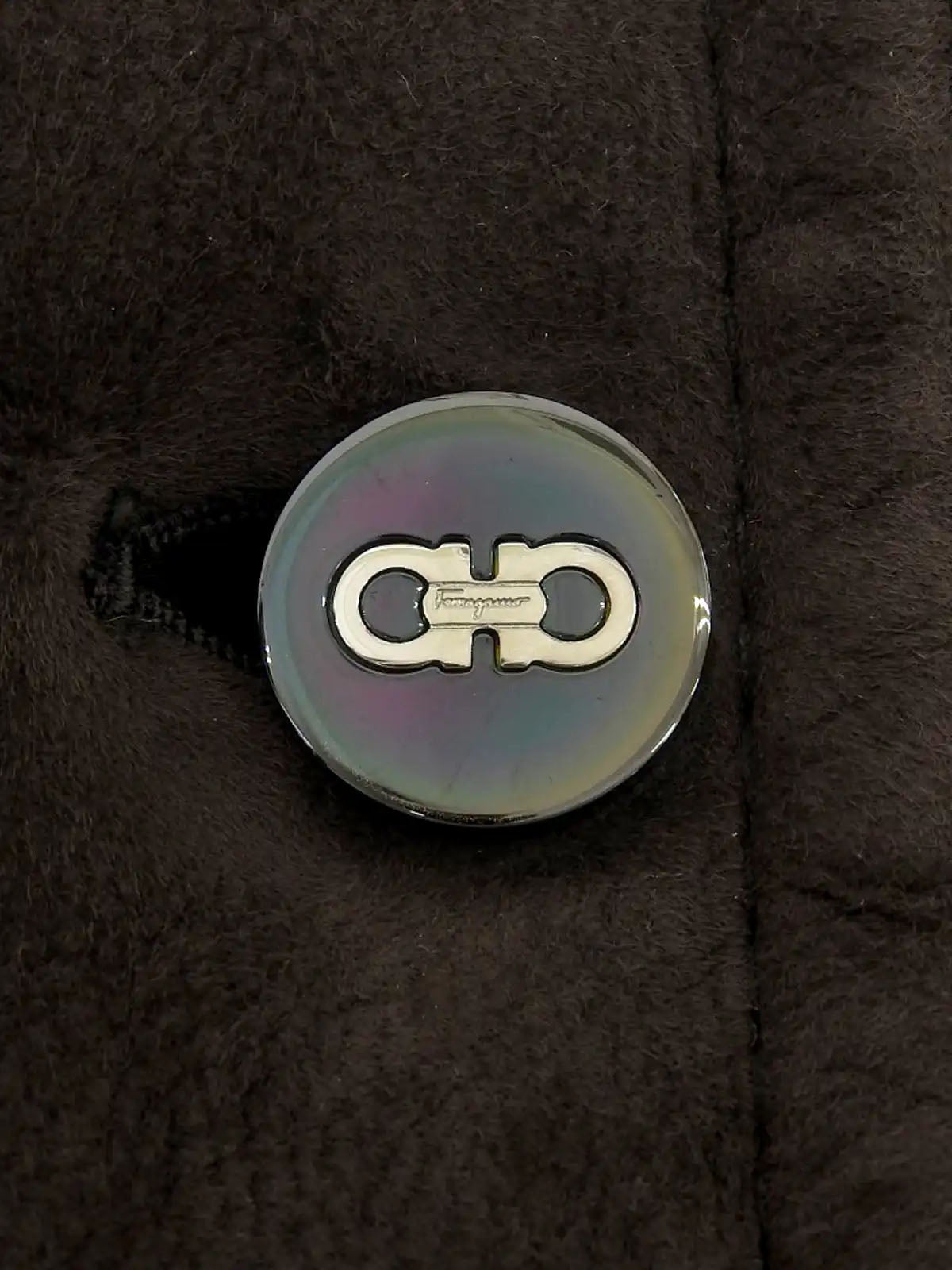 ウールムートンコンビガンチーニボタンコート　ダークブラウン