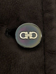 ウールムートンコンビガンチーニボタンコート　ダークブラウン