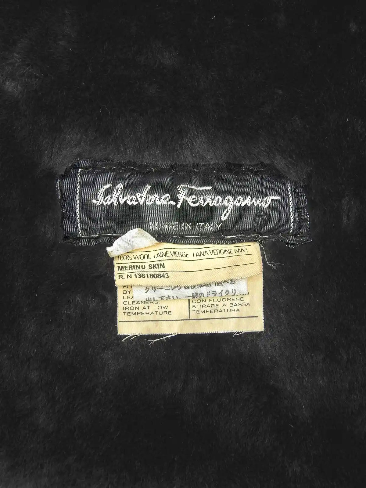 ウールムートンコンビガンチーニボタンコート　ダークブラウン