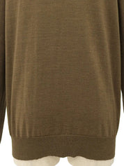 ウールロゴステッチフリルカーディガン ブラウン