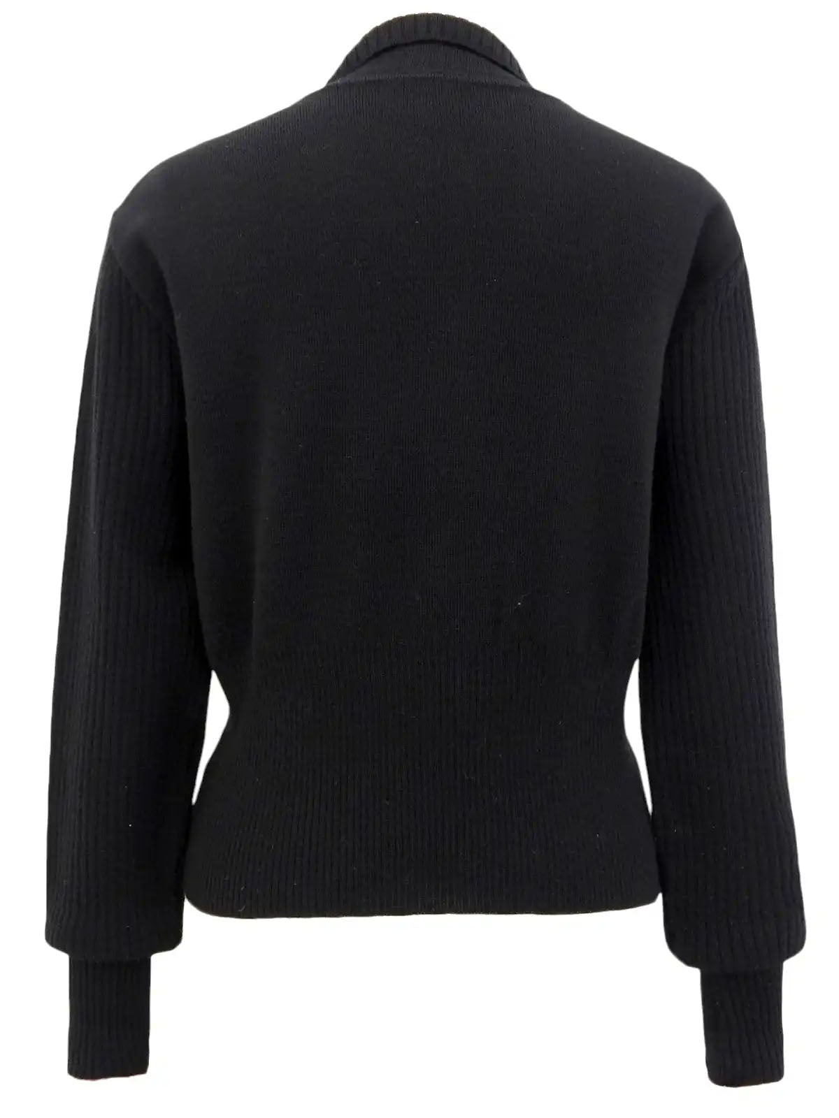 Medusa Button Long Sleeve Knit Top in Black