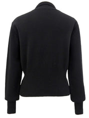 Medusa Button Long Sleeve Knit Top in Black