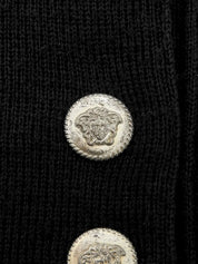 Medusa Button Long Sleeve Knit Top in Black