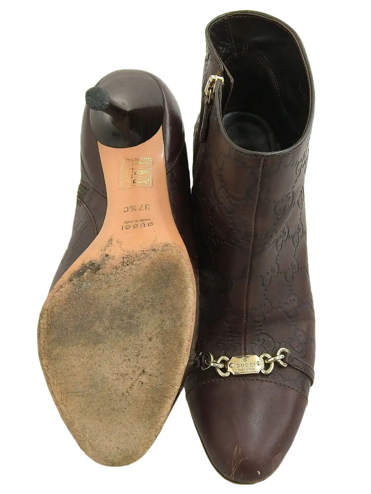 GGパターンロゴプレートブーツ ブラウン