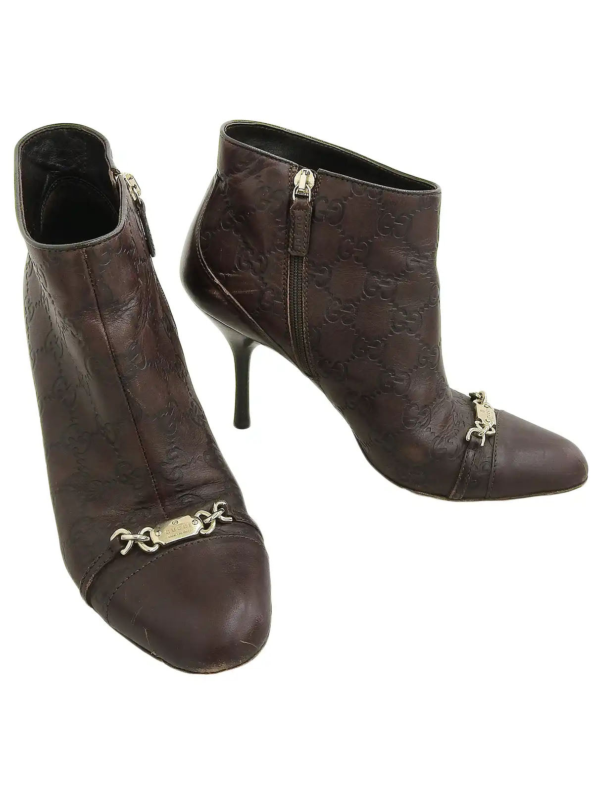 GGパターンロゴプレートブーツ ブラウン