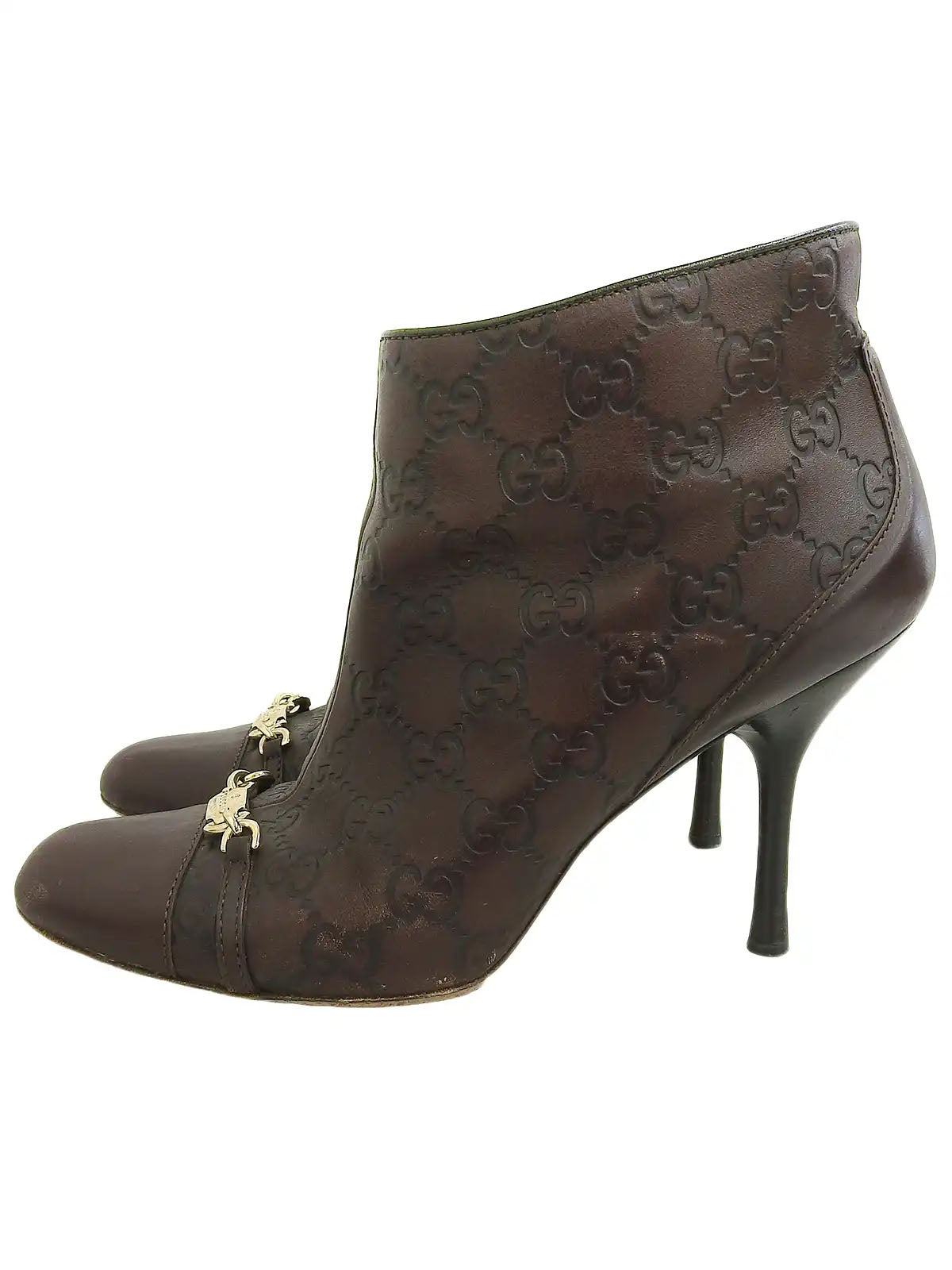 GGパターンロゴプレートブーツ ブラウン