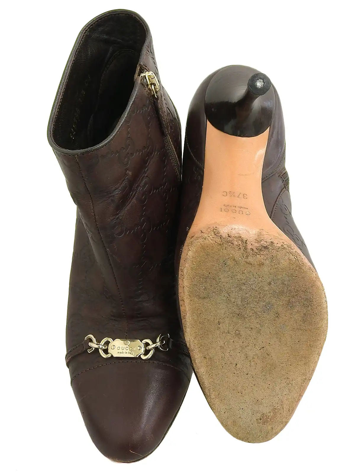 GGパターンロゴプレートブーツ ブラウン