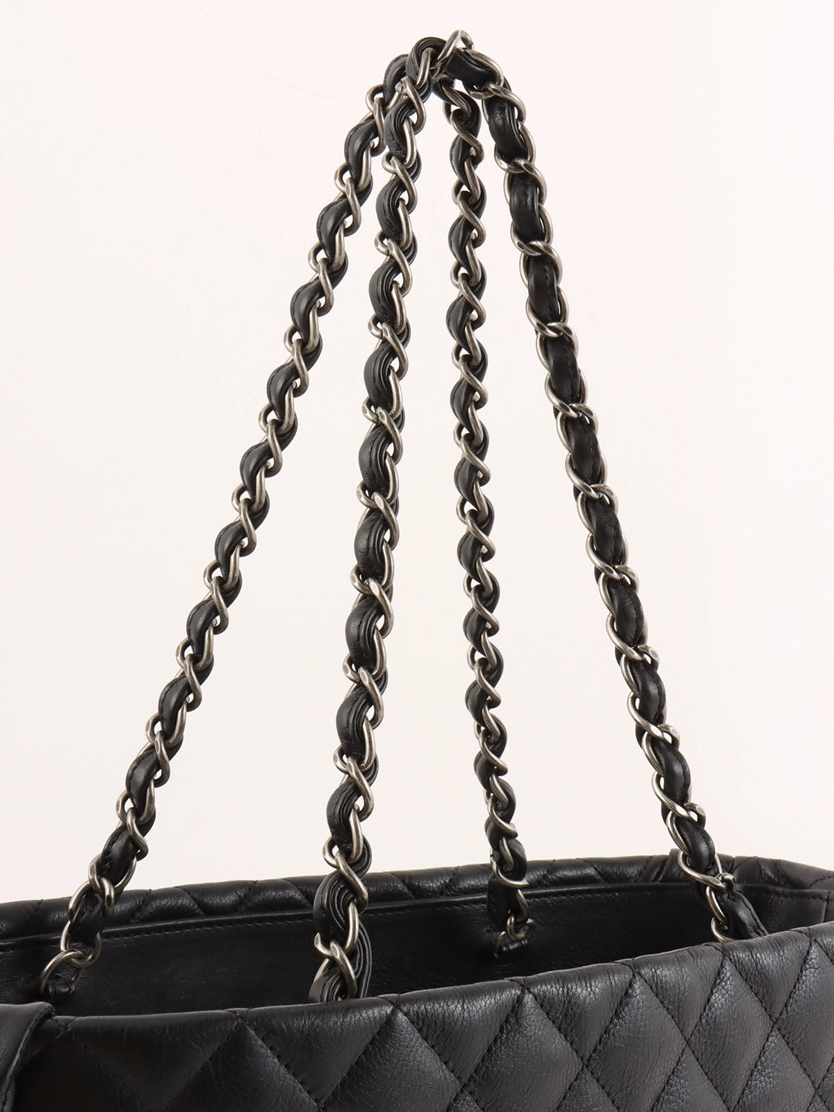 2011 CC Mark Stitch Chain Tote Bag, Black