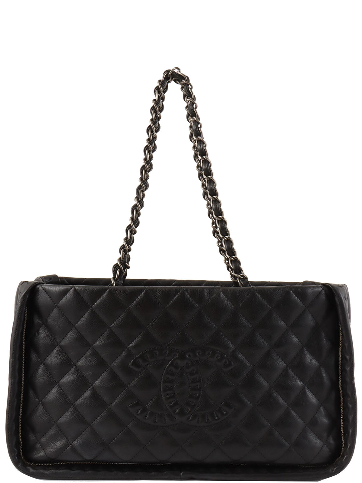 2011 CC Mark Stitch Chain Tote Bag, Black