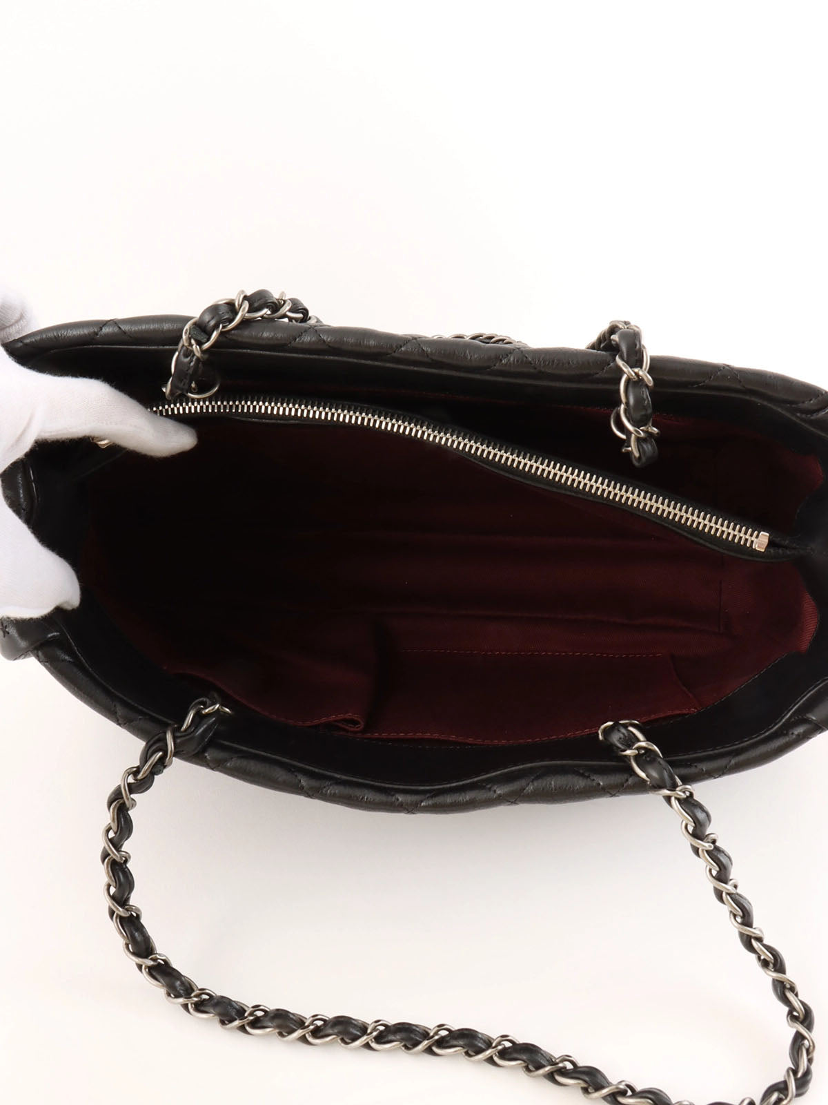 2011 CC Mark Stitch Chain Tote Bag, Black