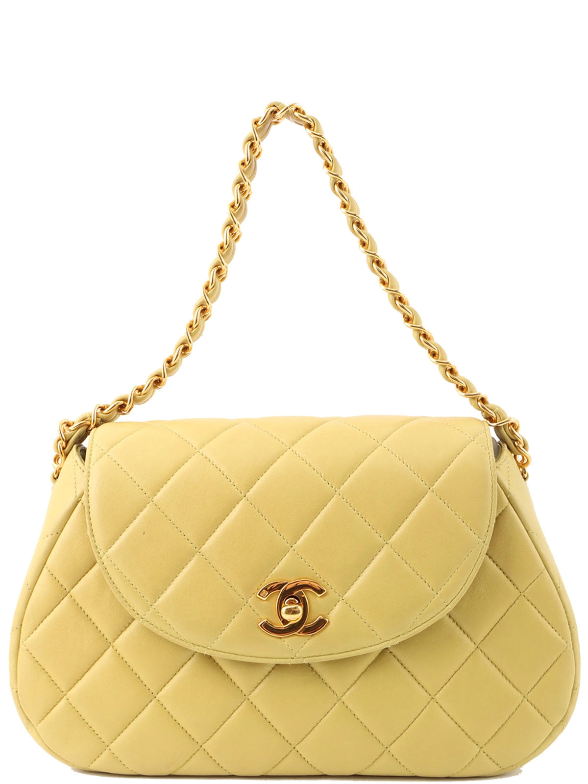 1997 CC Turnlock Chain Handbag in Yellow Green
