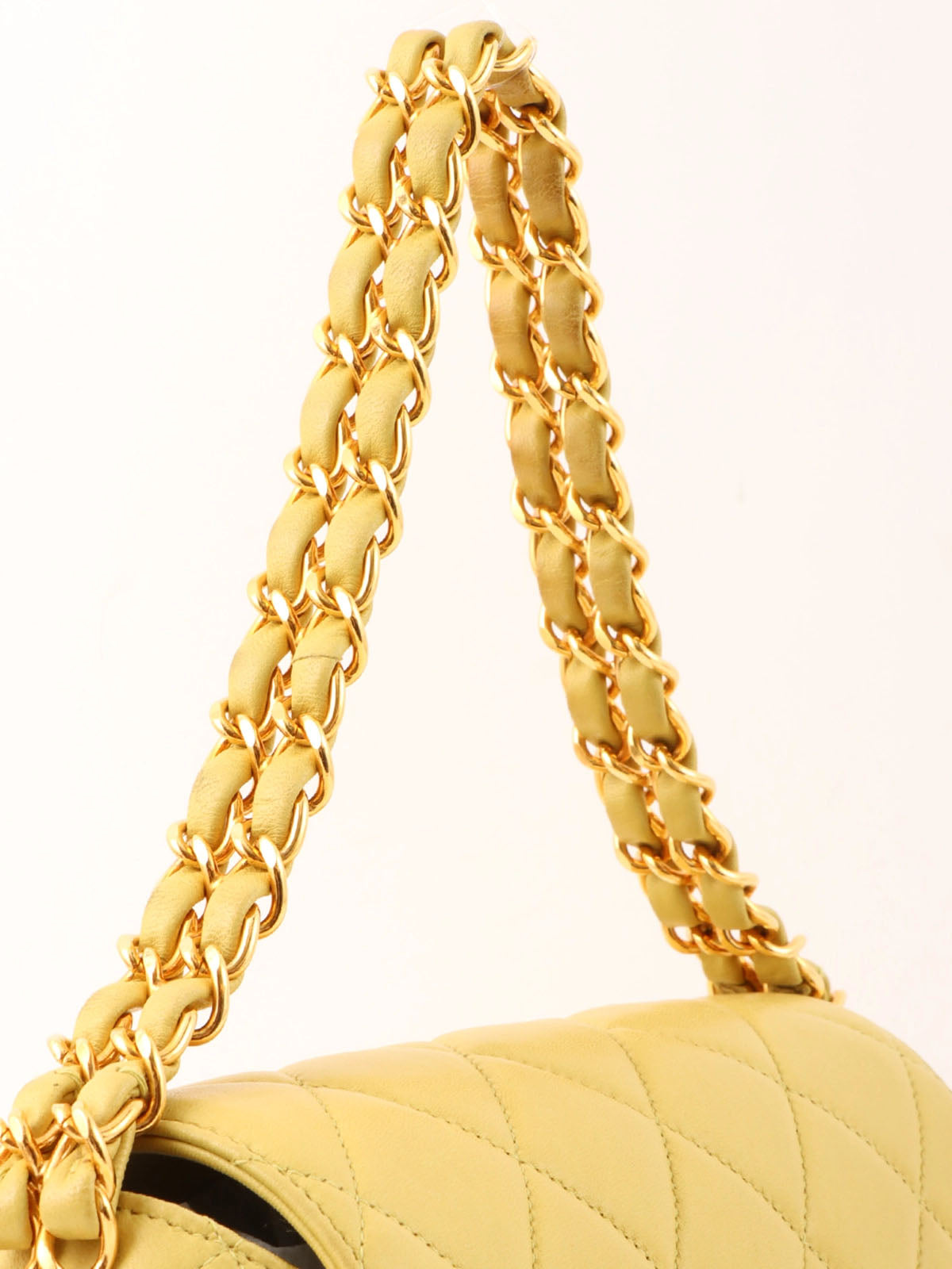 1997 CC Turnlock Chain Handbag in Yellow Green