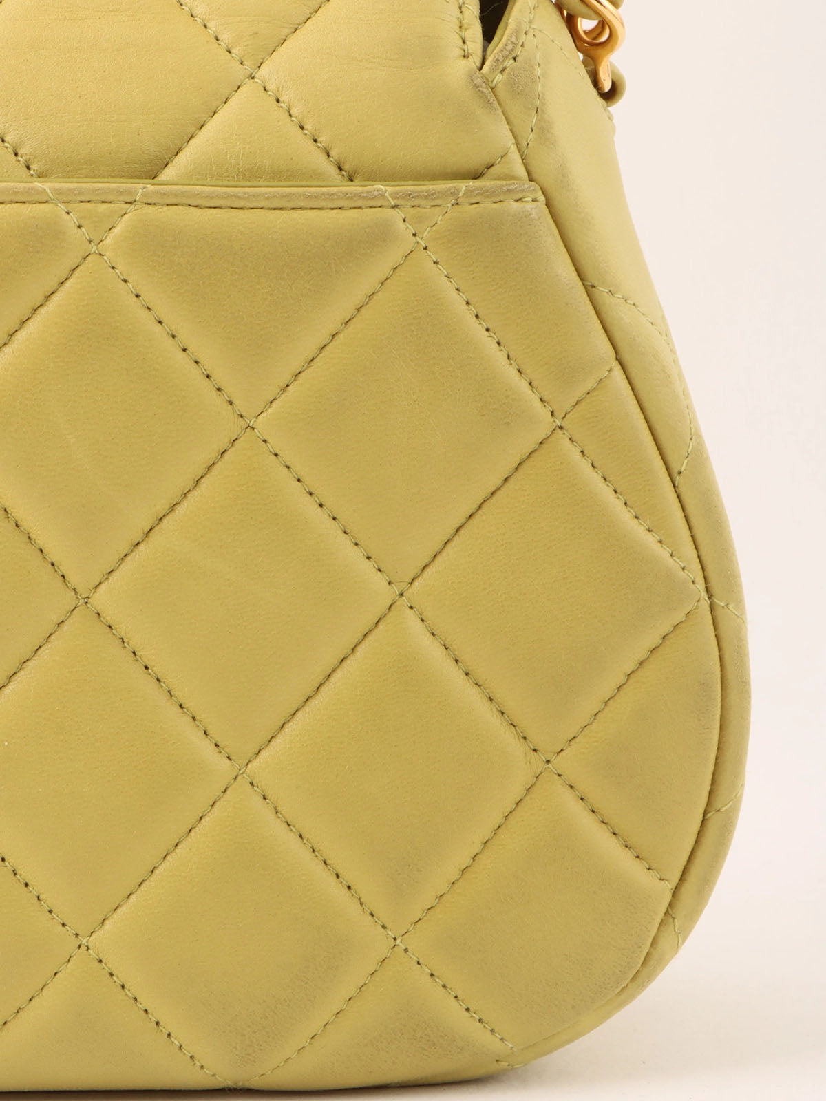 1997 CC Turnlock Chain Handbag in Yellow Green