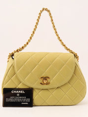 1997 CC Turnlock Chain Handbag in Yellow Green