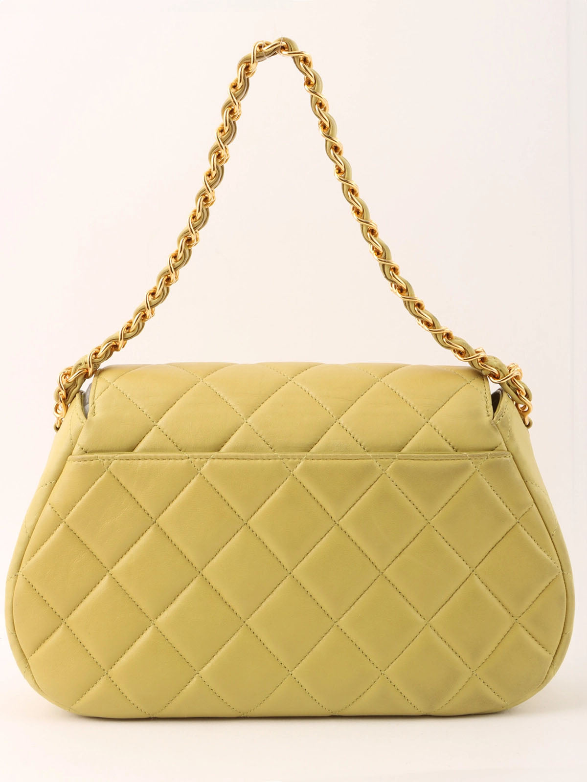 1997 CC Turnlock Chain Handbag in Yellow Green