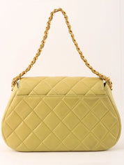 1997 CC Turnlock Chain Handbag in Yellow Green