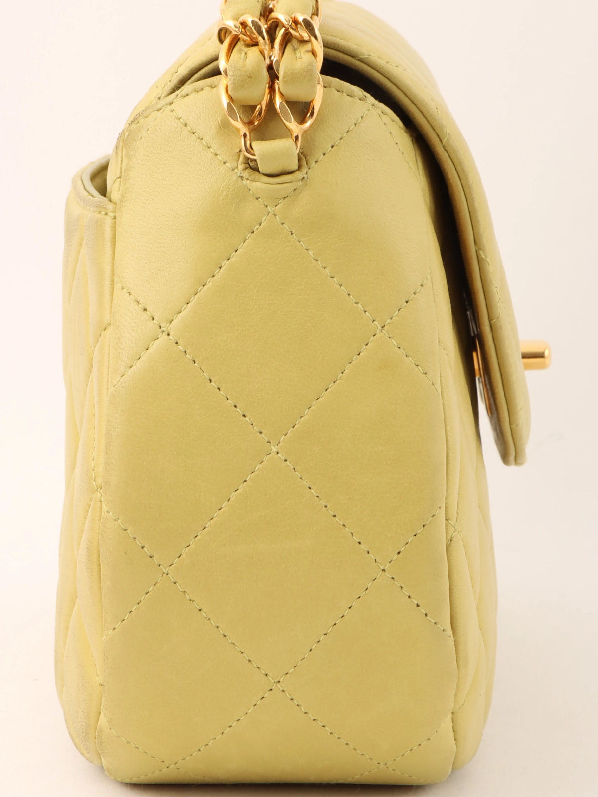1997 CC Turnlock Chain Handbag in Yellow Green