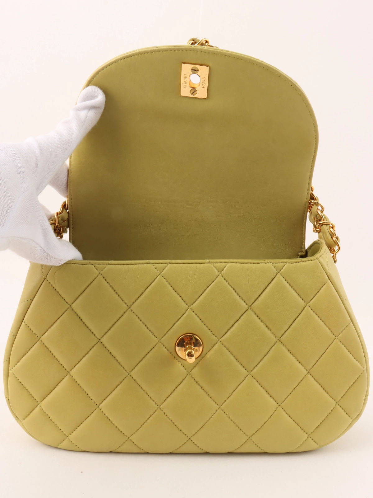 1997年頃製 CCターンロックチェーンハンドバッグ イエローグリーン