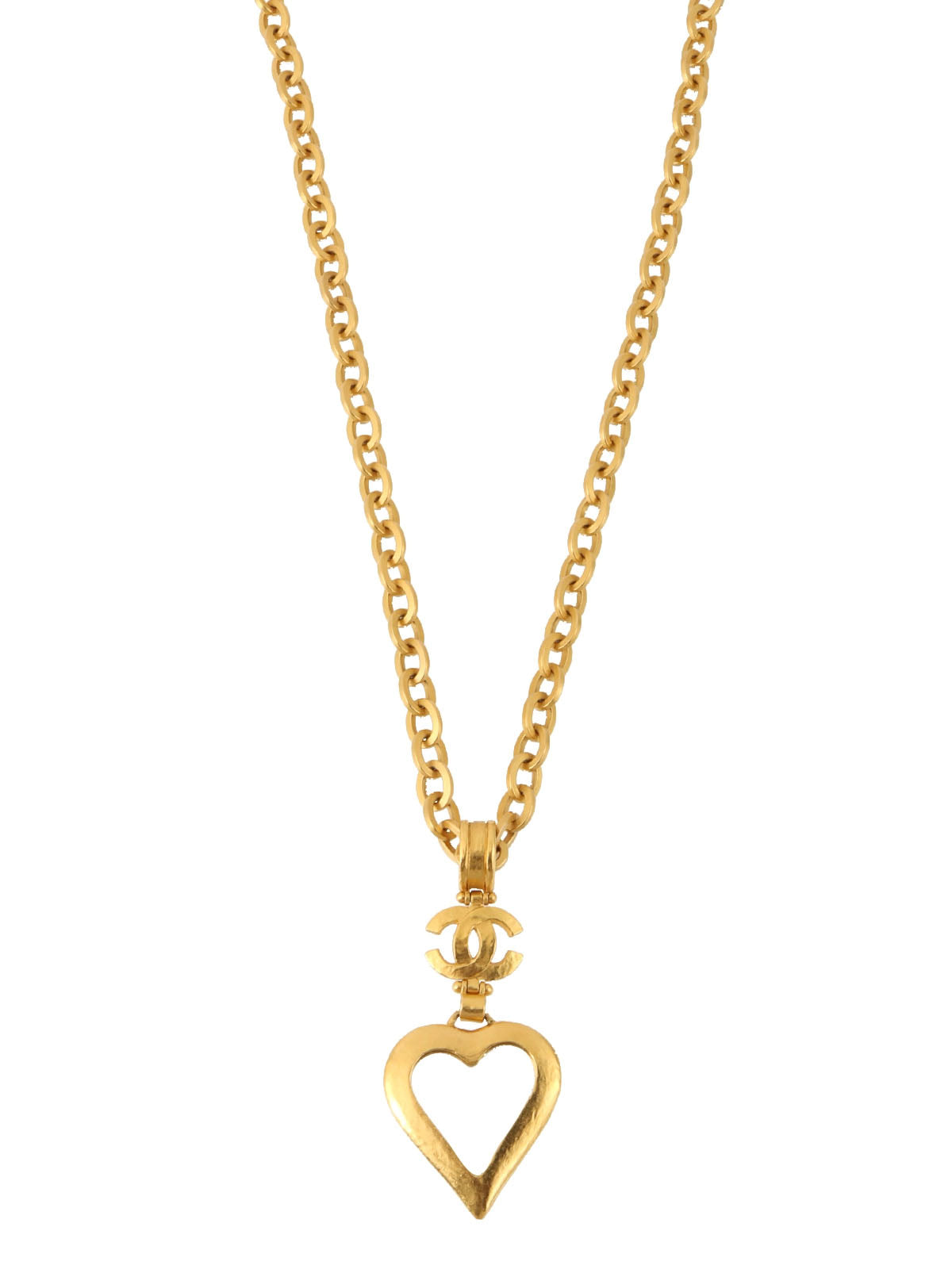 1995 Heart Mirror CC Mark Long Necklace Gold