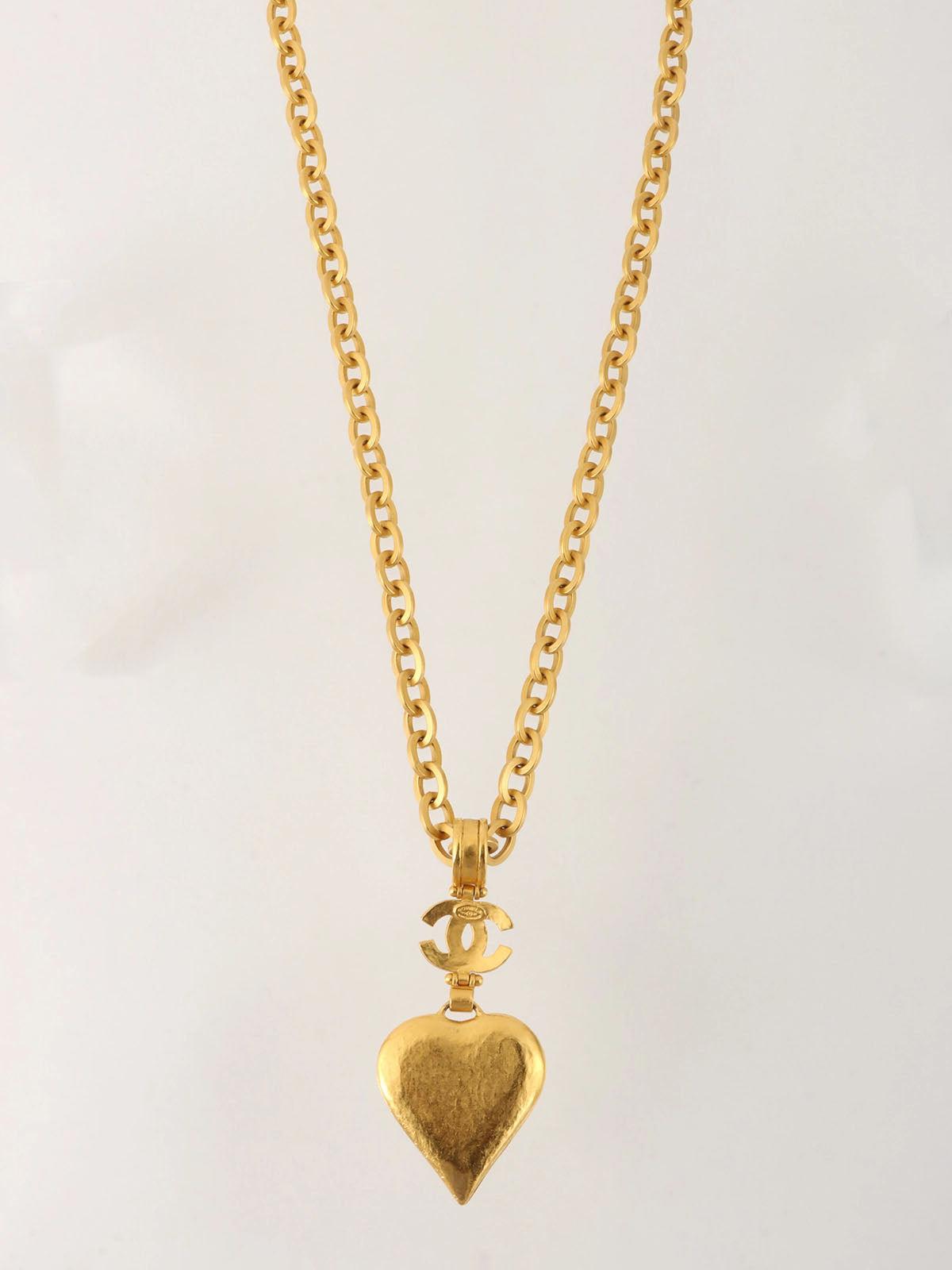 1995 Heart Mirror CC Mark Long Necklace Gold
