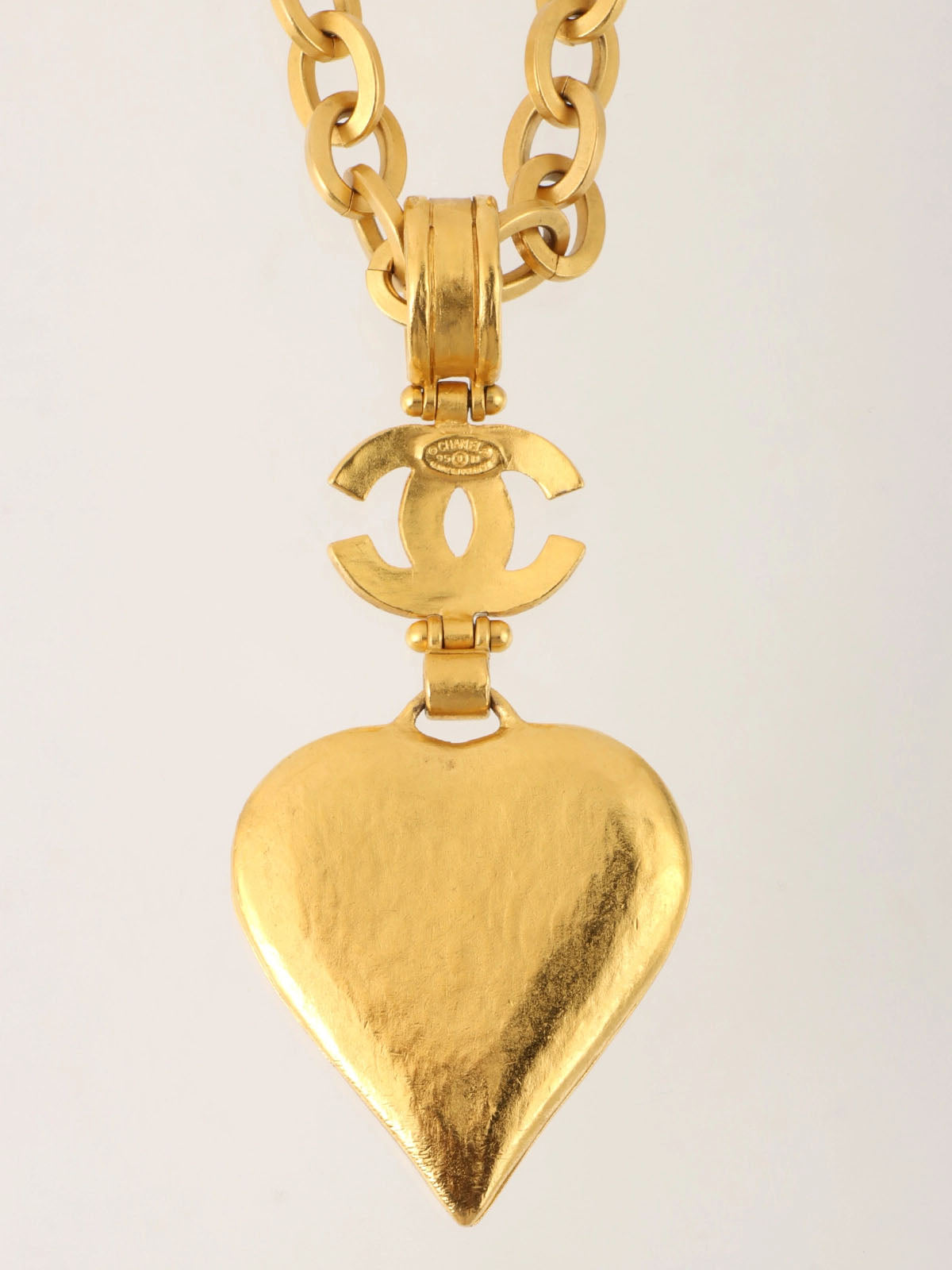 1995 Heart Mirror CC Mark Long Necklace Gold
