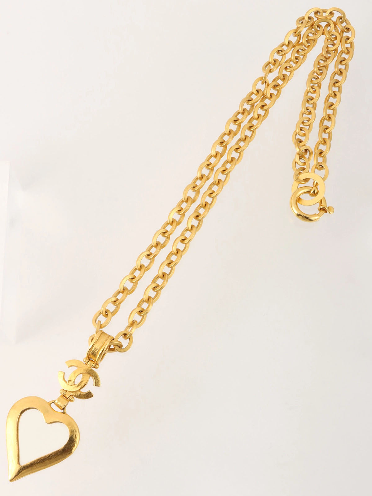 1995 Heart Mirror CC Mark Long Necklace Gold